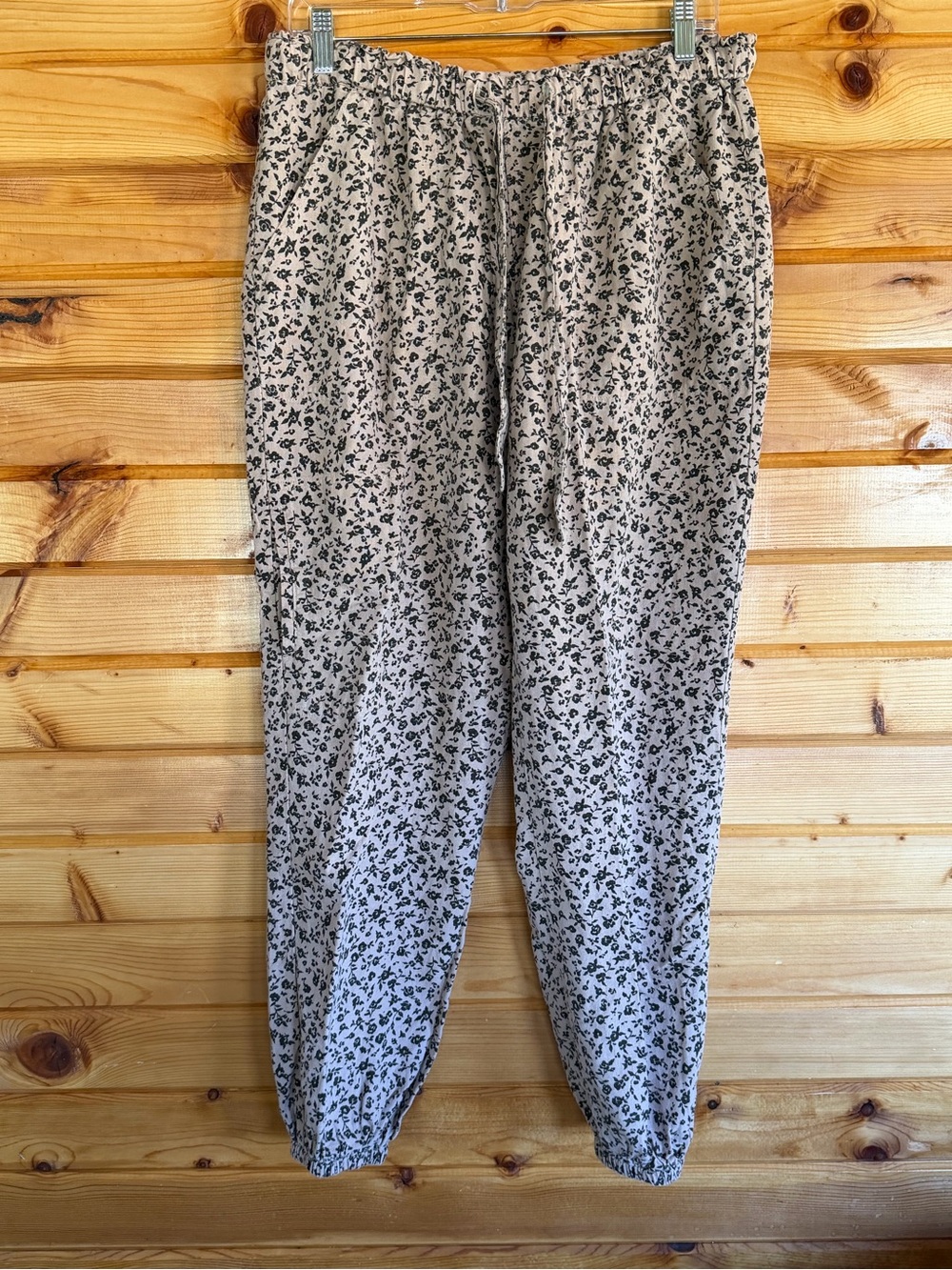 Daytrip Beige Jogger Pants with Black Floral Print
